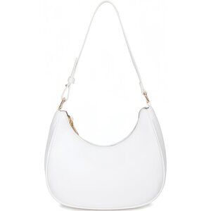Women’s Moon White Cute Hobo Tote Handbag Mini Clutch Purse with Zipper Closure